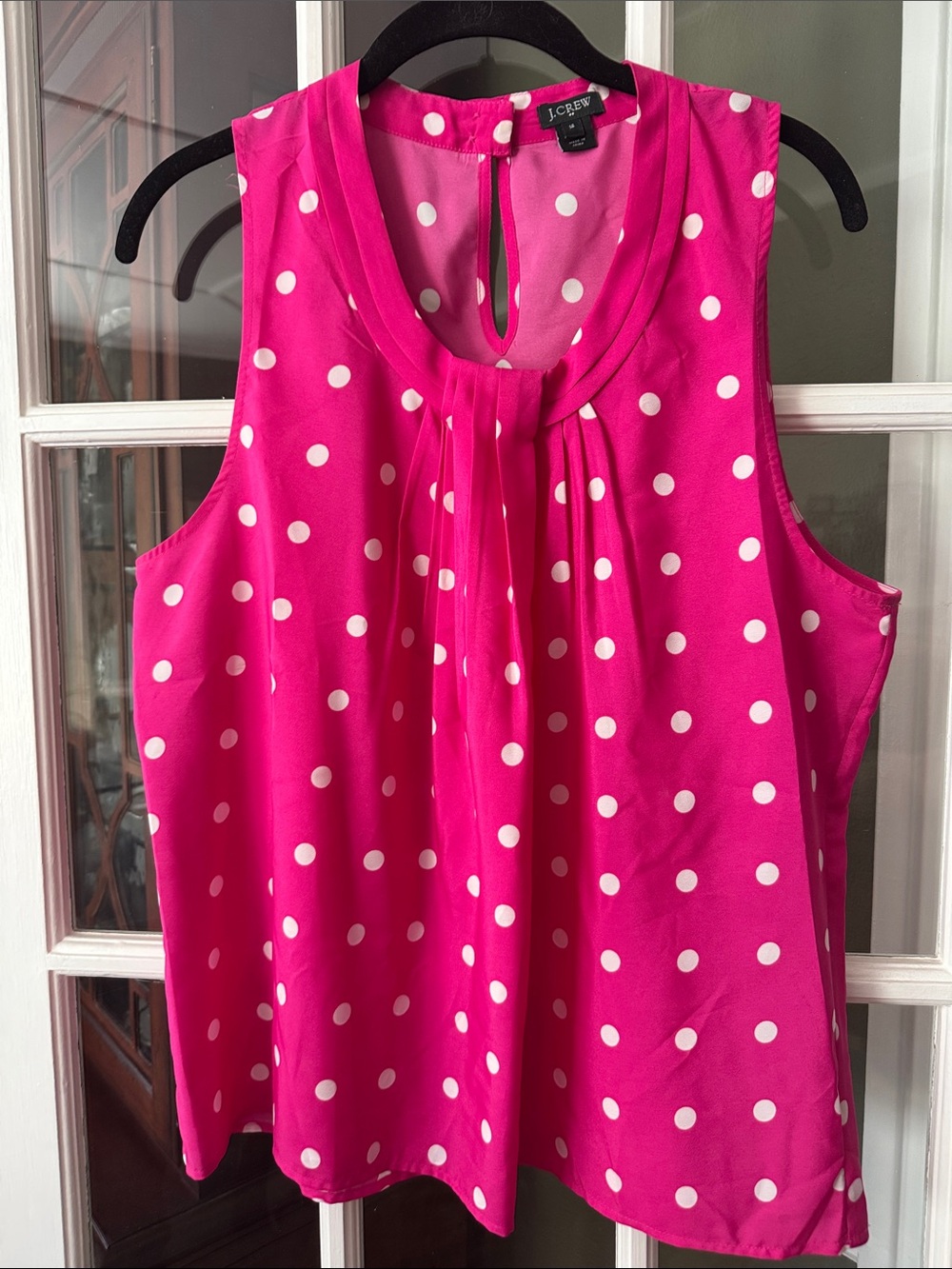 J. Crew Hot Pink Polka Dot Sleeveless blouse